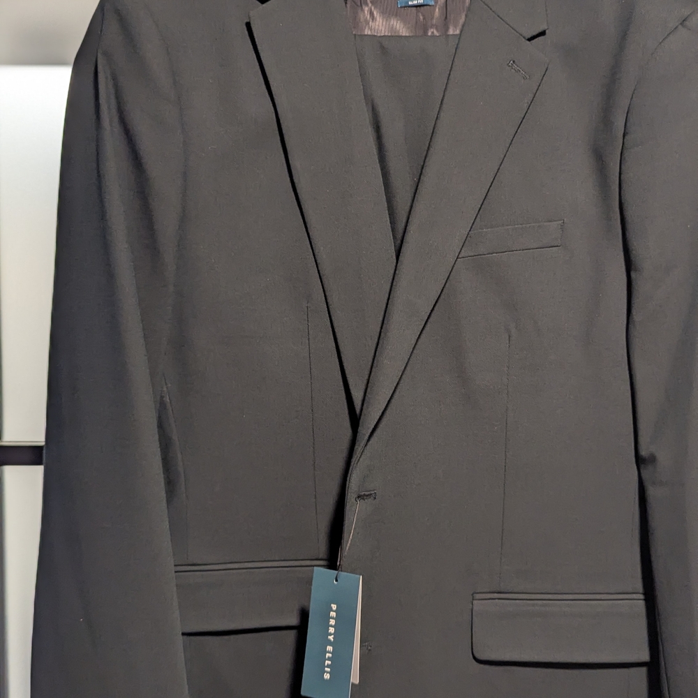 Men's Dark Green Suit by Perry Ellis
